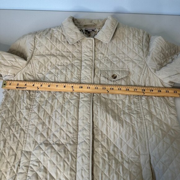 J Jill Quilted Full Zip Jacket Size L Tan Pockets Fall Outdoor Classic - Picture 8 of 13